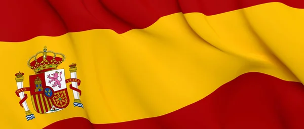Sventola tessuto nazionale Close Up Bandiera della Spagna — Foto Stock