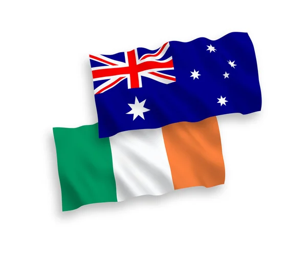 Drapeaux de l'Australie et de l'Irlande sur fond blanc — Image vectorielle