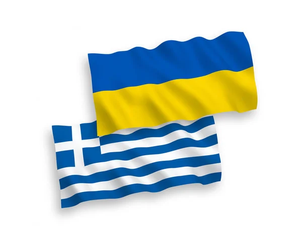 Drapeaux de la Grèce et de l'Ukraine sur fond blanc — Image vectorielle