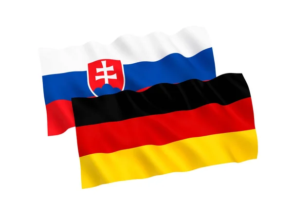 Flags of Germany and Slovakia on a white background