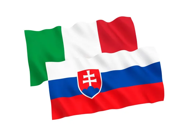 Flags of Italy and Slovakia on a white background — Stock Photo, Image