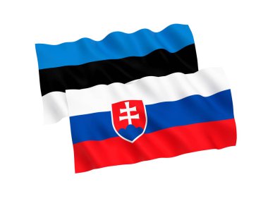 Beyaz arka planda Estonya ve Slovakya bayrakları