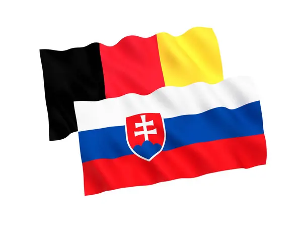 Belgiens och Slovakiens flaggor med vit bakgrund — Stockfoto