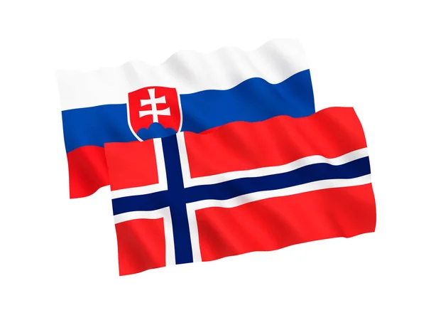 Flags of Norway and Slovakia on a white background — Stock Photo, Image