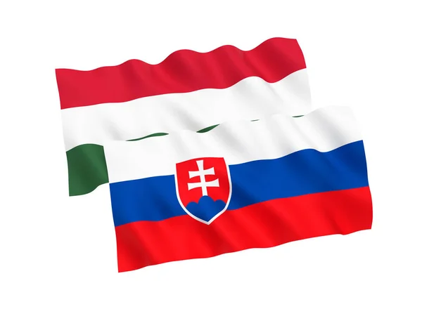 Flags of Hungary and Slovakia on a white background — Stock Photo, Image