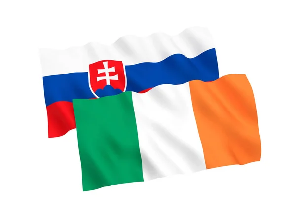 Flags of Slovakia and Ireland on a white background — Stock Photo, Image