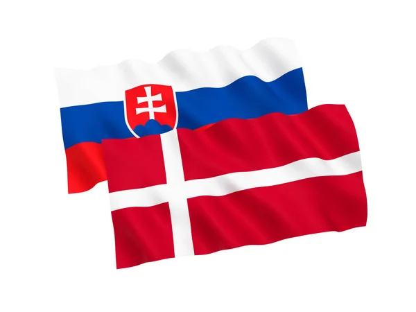 Flags of Slovakia and Denmark on a white background — Stock Photo, Image