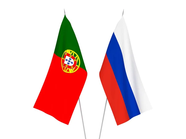 Bandeiras da Rússia e de Portugal — Fotografia de Stock