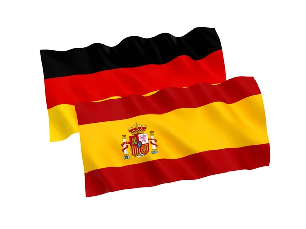 Flags of Germany and Spain on a white background — Stock Photo, Image