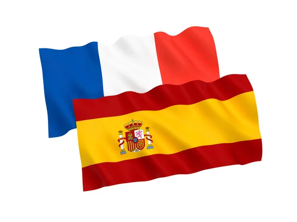 Flags of France and Spain on a white background — Stock Photo, Image