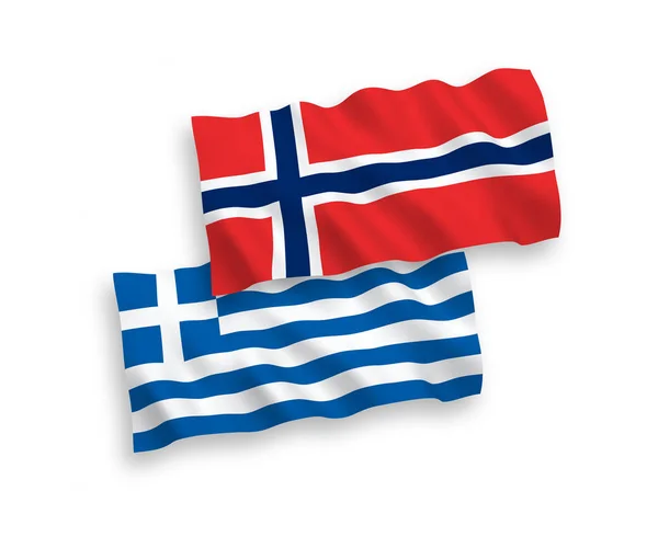 Drapeaux de la Norvège et de la Grèce sur fond blanc — Image vectorielle