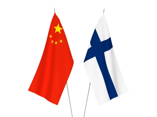 Bandeiras da China e Finlândia — Fotografia de Stock