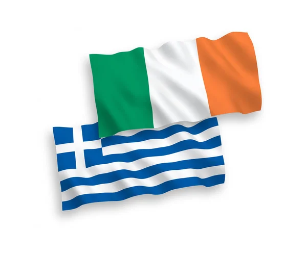 Banderas de Irlanda y Grecia sobre un fondo blanco — Vector de stock