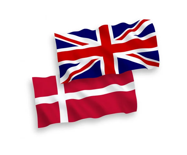 Drapeaux de la Grande-Bretagne et du Danemark sur fond blanc — Image vectorielle
