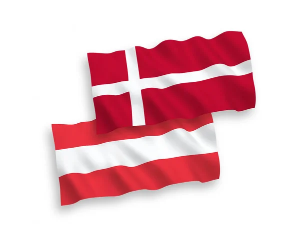 Flagi, Austrii i Danii, na białym tle — Wektor stockowy