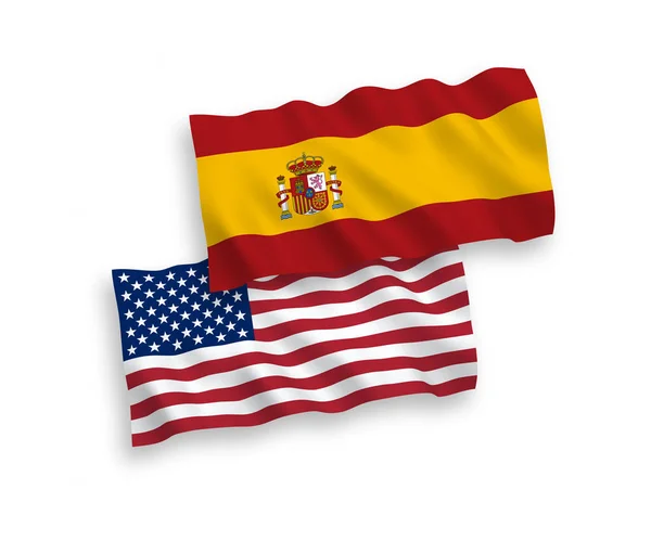흰색 바탕에 미국과 스페인의 깃발 — 스톡 벡터