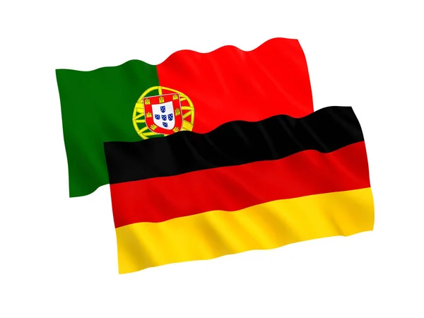 Bandeiras da Alemanha e de Portugal sobre fundo branco — Fotografia de Stock