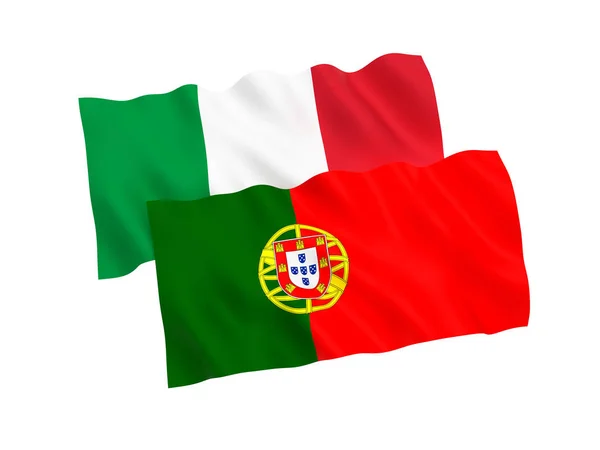 Flags of Italy and Portugal on a white background — Stock Photo, Image