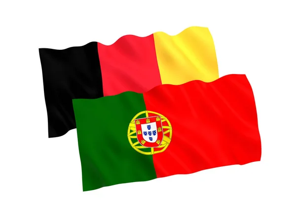 白い背景にベルギーとポルトガルの旗 — ストック写真