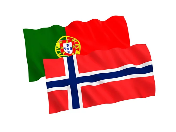Flags of Norway and Portugal on a white background — Stock Photo, Image