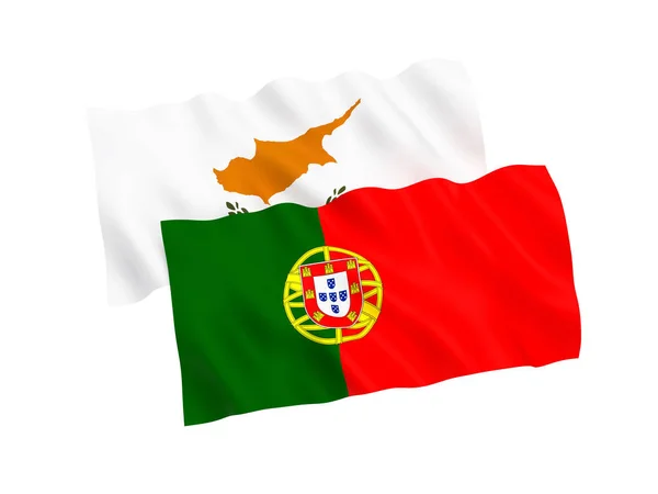 Drapeaux du Portugal et de Chypre sur fond blanc — Photo