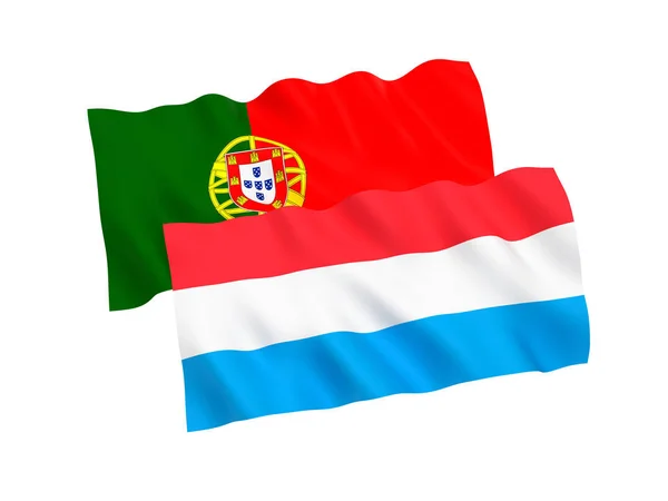 Flags of Portugal and Luxembourg on a white background — Stock Photo, Image