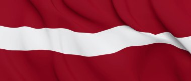 Letonya Ulusal Kumaş Dalga Closeup Bayrağı