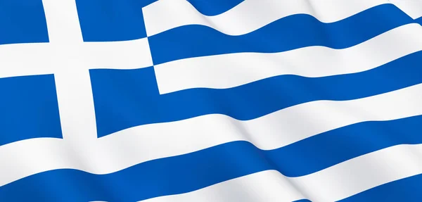 Bandera de primer plano de la onda de tela nacional de Grecia — Foto de Stock