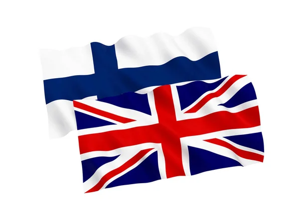 Прапори Фінляндії та Великої Британії на білому фоні — стокове фото