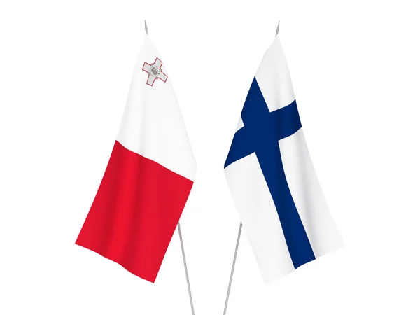 Finlandiya ve Malta bayrakları — Stok fotoğraf