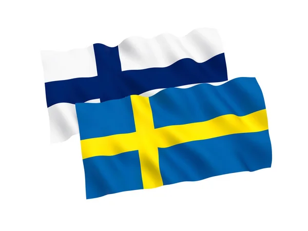 Banderas de Finlandia y Suecia sobre fondo blanco —  Fotos de Stock