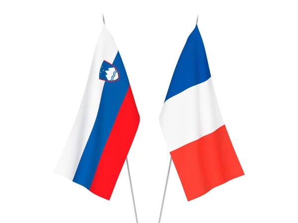 Francji i Słowenii flagi — Zdjęcie stockowe