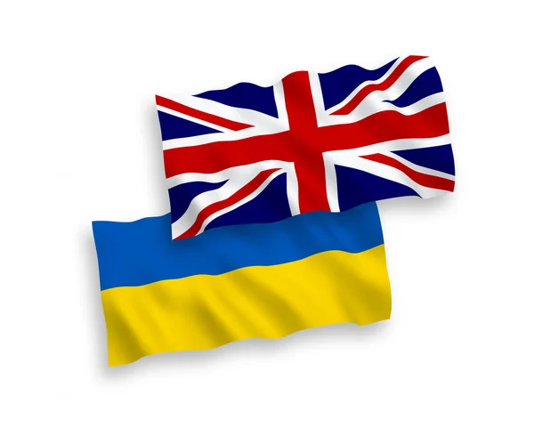 乌克兰和大不列颠国旗在白色背景下 — 图库矢量图片
