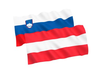 Beyaz arka planda Avusturya ve Slovenya bayrakları
