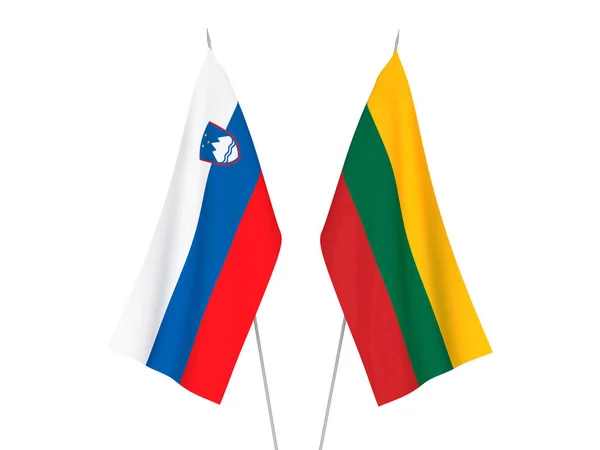 Bandeiras da Lituânia e da Eslovénia — Fotografia de Stock
