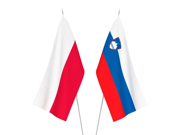 Прапори Словенії та Польщі — стокове фото