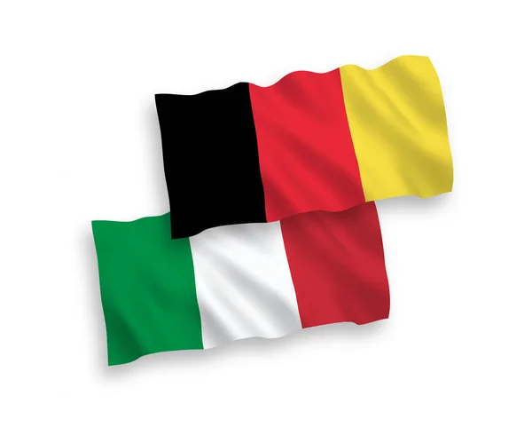 Banderas de Italia y Bélgica sobre fondo blanco — Vector de stock
