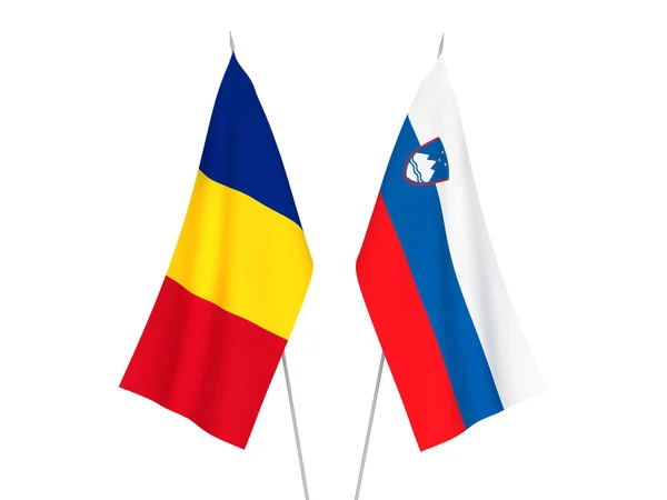 スロベニアとルーマニアの旗 — ストック写真