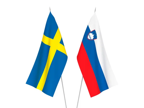Slovenië en Zweden vlaggen — Stockfoto