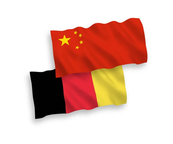 Σημαία του Βελγίου και της Κίνας σε λευκό φόντο — Διανυσματικό Αρχείο