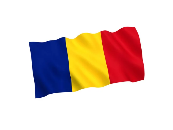 Bandeira romania no fundo branco — Fotografia de Stock