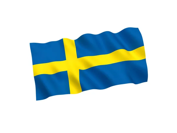 Švédský příznak na bílém pozadí — Stock fotografie