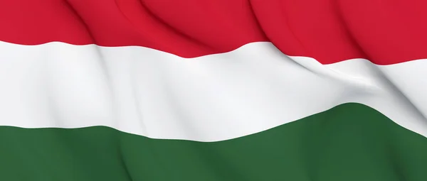 Bandeira de Closeup de onda de tecido nacional da Hungria — Fotografia de Stock