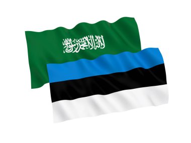 Beyaz arka planda Estonya ve Suudi Arabistan bayrakları