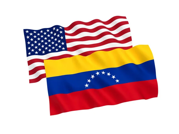 Banderas de Venezuela y América sobre fondo blanco — Foto de Stock