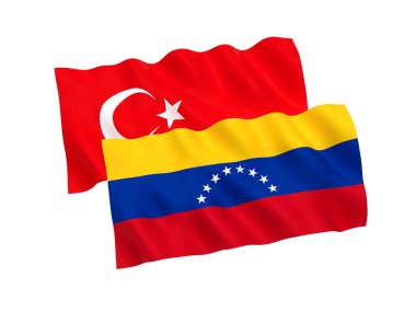 Beyaz bir arka planda, Türkiye ve Venezuella bayrakları