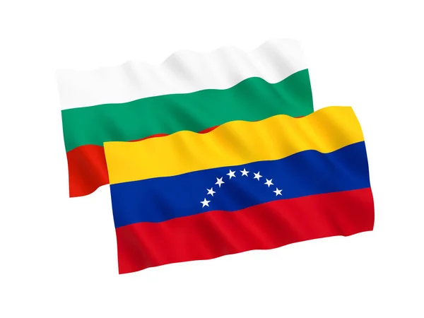 Banderas de Bulgaria y Venezuela sobre fondo blanco — Foto de Stock