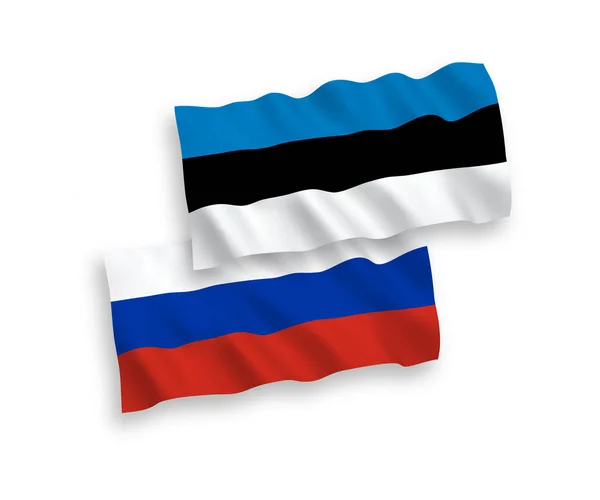 Drapeaux de l'Estonie et de la Russie sur fond blanc — Image vectorielle