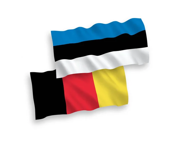 पांढरा पार्श्वभूमीवर बेल्जियम आणि एस्टोनियाचे ध्वज — स्टॉक व्हेक्टर