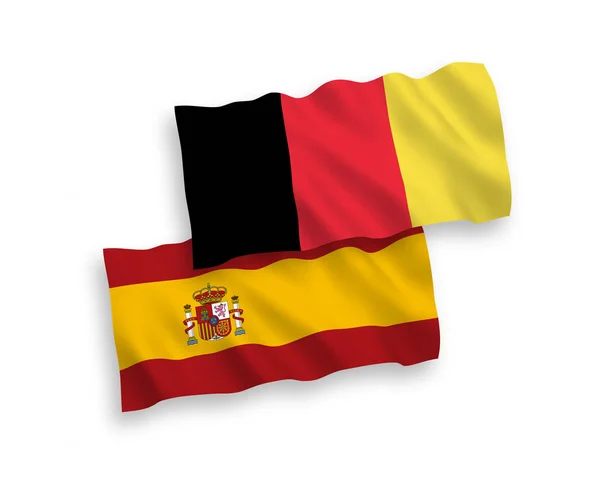 Banderas de Bélgica y España sobre fondo blanco — Vector de stock